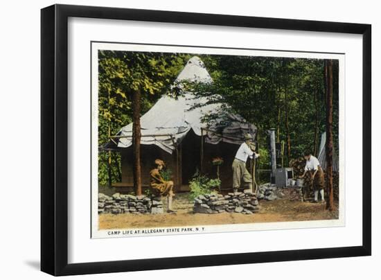 Allegany State Park, New York - Scenic View of a Family Camping in the Park-Lantern Press-Framed Art Print