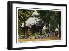 Allegany State Park, New York - Scenic View of a Family Camping in the Park-Lantern Press-Framed Art Print