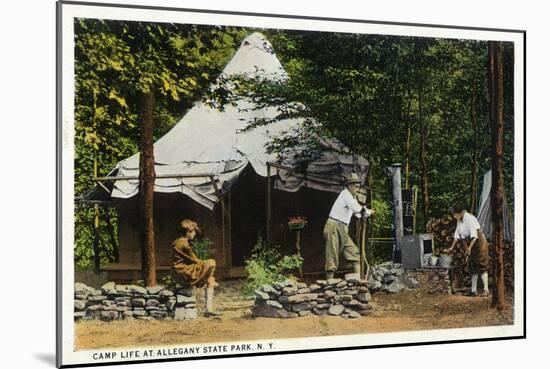 Allegany State Park, New York - Scenic View of a Family Camping in the Park-Lantern Press-Mounted Art Print