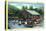 Allegany State Park, New York - View of Tourists Canoeing by the Boat House-Lantern Press-Stretched Canvas