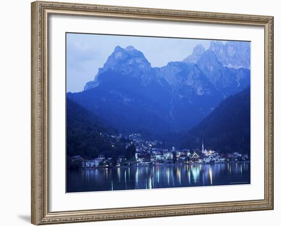 Alleghe and Lake Alleghe at Dusk, with Monte Civetta Towering Above, Dolomites, Veneto, Italy-Ruth Tomlinson-Framed Photographic Print