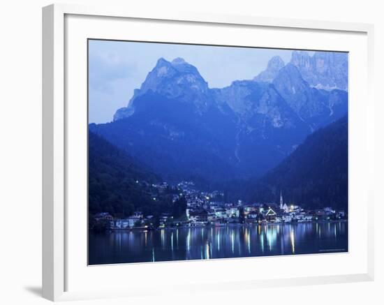 Alleghe and Lake Alleghe at Dusk, with Monte Civetta Towering Above, Dolomites, Veneto, Italy-Ruth Tomlinson-Framed Photographic Print