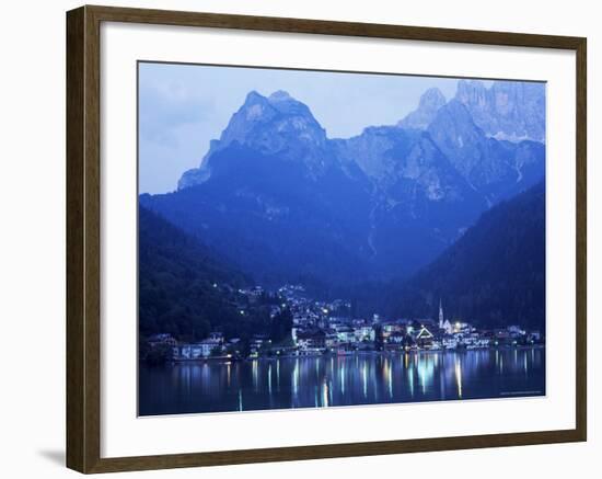 Alleghe and Lake Alleghe at Dusk, with Monte Civetta Towering Above, Dolomites, Veneto, Italy-Ruth Tomlinson-Framed Photographic Print