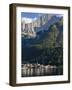 Alleghe at Lago di Alleghe under the peak of Civetta, an icon of the dolomites in the Veneto, Italy-Martin Zwick-Framed Photographic Print