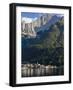 Alleghe at Lago di Alleghe under the peak of Civetta, an icon of the dolomites in the Veneto, Italy-Martin Zwick-Framed Photographic Print