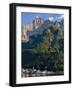 Alleghe at Lago di Alleghe under the peak of Civetta, an icon of the dolomites in the Veneto.-Martin Zwick-Framed Photographic Print