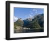 Alleghe at Lago di Alleghe under the peak of Civetta, an icon of the dolomites in the Veneto.-Martin Zwick-Framed Photographic Print