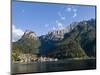 Alleghe at Lago di Alleghe under the peak of Civetta, an icon of the dolomites in the Veneto.-Martin Zwick-Mounted Photographic Print