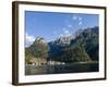 Alleghe at Lago di Alleghe under the peak of Civetta, an icon of the dolomites in the Veneto.-Martin Zwick-Framed Photographic Print