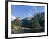 Alleghe at Lago di Alleghe under the peak of Civetta, an icon of the dolomites in the Veneto.-Martin Zwick-Framed Photographic Print