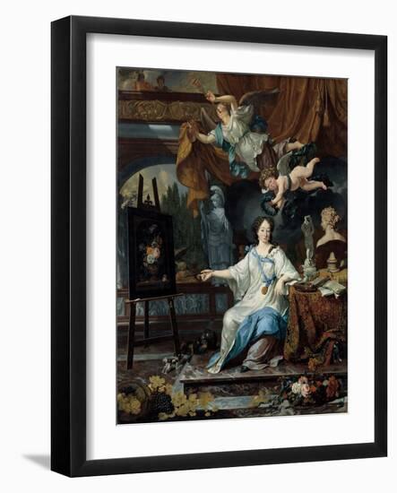 Allegorical Portrait of an Artist in Her Studio, c.1675-1685-Michiel Van Musscher-Framed Giclee Print