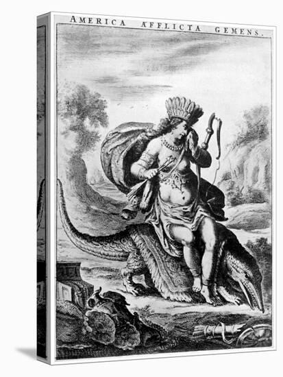 Allegorical View of America, Early 17th Century-Cornelis de Visscher-Stretched Canvas