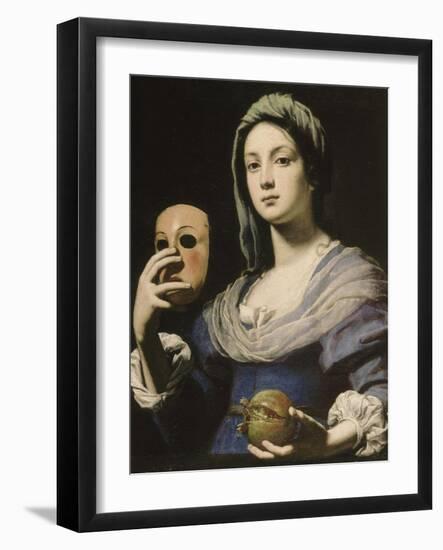 Allégorie de la Simulation : femme tenant un masque et une grenade-Lorenzo Lippi-Framed Giclee Print