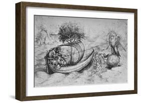 'Allegory: A Crowned Eagle Standing on a Globe and a Wolf Steering a Boat', c1480 (1945)-Leonardo Da Vinci-Framed Giclee Print