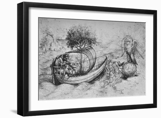 'Allegory: A Crowned Eagle Standing on a Globe and a Wolf Steering a Boat', c1480 (1945)-Leonardo Da Vinci-Framed Giclee Print