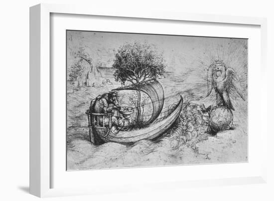 'Allegory: A Crowned Eagle Standing on a Globe and a Wolf Steering a Boat', c1480 (1945)-Leonardo Da Vinci-Framed Giclee Print