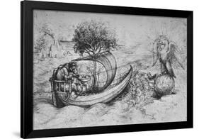 'Allegory: A Crowned Eagle Standing on a Globe and a Wolf Steering a Boat', c1480 (1945)-Leonardo Da Vinci-Framed Giclee Print