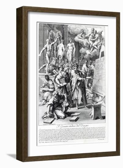 Allegory of a Design Studio, Engraved by Nicolas Dorigny-Carlo Maratti-Framed Giclee Print