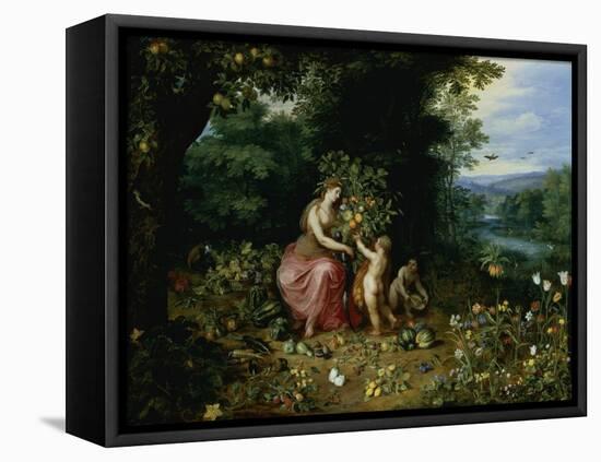Allegory of Abundance-Jan Brueghel the Younger-Framed Stretched Canvas