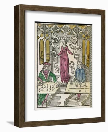 Allegory of Arithmetic, from "Margarita Philosophica," 1504-Gregor Reisch-Framed Premium Giclee Print