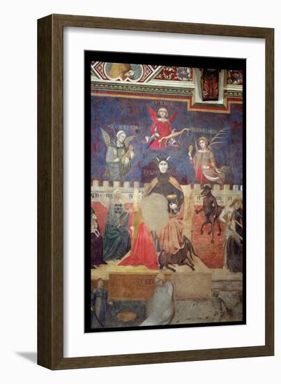 Allegory of Bad Government, Detail of Avarice, Pride, Vanity, Tyranny, Fraud and Anger, 1338-40-Ambrogio Lorenzetti-Framed Giclee Print