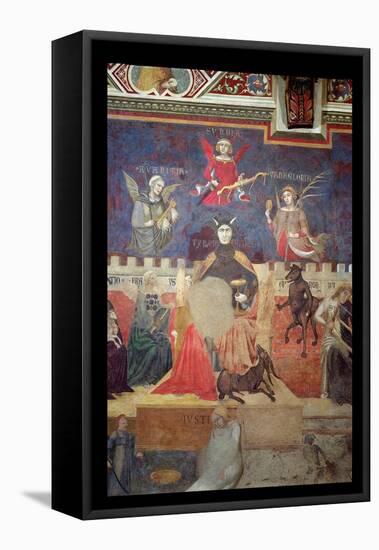 Allegory of Bad Government, Detail of Avarice, Pride, Vanity, Tyranny, Fraud and Anger, 1338-40-Ambrogio Lorenzetti-Framed Stretched Canvas