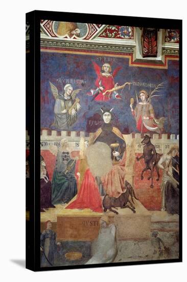 Allegory of Bad Government, Detail of Avarice, Pride, Vanity, Tyranny, Fraud and Anger, 1338-40-Ambrogio Lorenzetti-Stretched Canvas