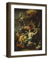 Allegory of France Below Minerva, Who Treads on Ignorance and Crowns Virtue, 1717-18-Sebastiano Ricci-Framed Giclee Print