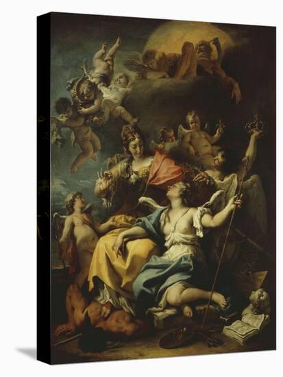 Allegory of France Below Minerva, Who Treads on Ignorance and Crowns Virtue, 1717-18-Sebastiano Ricci-Stretched Canvas
