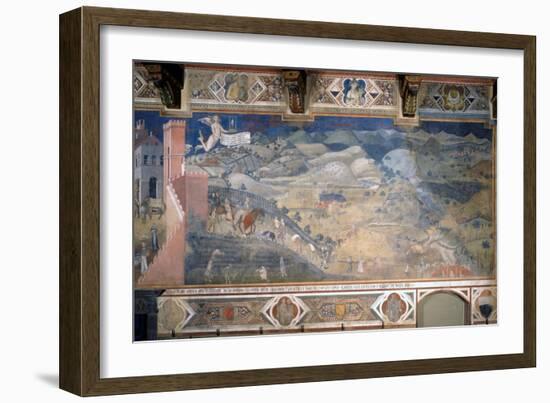 Allegory of Good and Bad Government: the Effects of Good Government in the Countryside-Ambrogio Lorenzetti-Framed Giclee Print