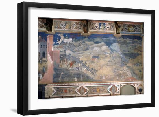 Allegory of Good and Bad Government: the Effects of Good Government in the Countryside-Ambrogio Lorenzetti-Framed Giclee Print