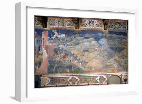 Allegory of Good and Bad Government: the Effects of Good Government in the Countryside-Ambrogio Lorenzetti-Framed Giclee Print