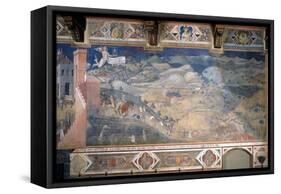 Allegory of Good and Bad Government: the Effects of Good Government in the Countryside-Ambrogio Lorenzetti-Framed Stretched Canvas