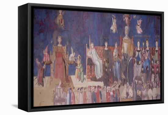 Allegory of Good Government, 1338-40-Ambrogio Lorenzetti-Framed Stretched Canvas