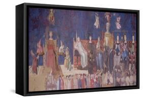 Allegory of Good Government, 1338-40-Ambrogio Lorenzetti-Framed Stretched Canvas