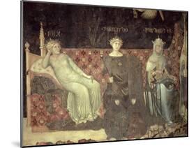 Allegory of Good Government, Detail of Peace, Fortitude and Prudence, 1338-40-Ambrogio Lorenzetti-Mounted Giclee Print