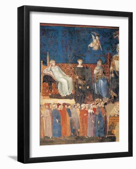 Allegory of Good Government (detail)-Ambrogio Lorenzetti-Framed Art Print