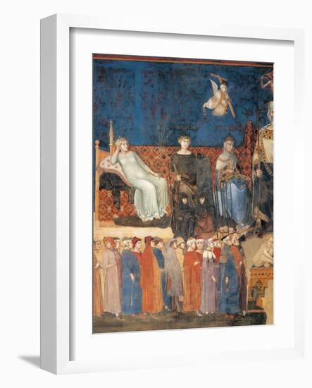 Allegory of Good Government (detail)-Ambrogio Lorenzetti-Framed Art Print