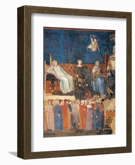 Allegory of Good Government (detail)-Ambrogio Lorenzetti-Framed Art Print