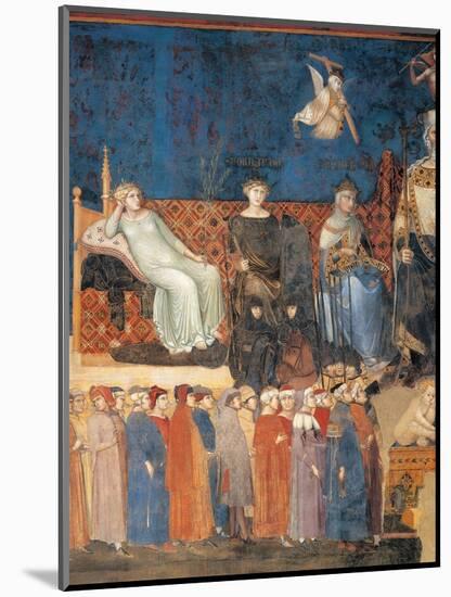 Allegory of Good Government (detail)-Ambrogio Lorenzetti-Mounted Art Print