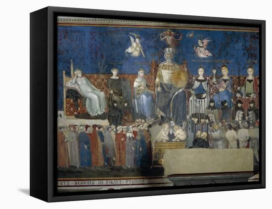 Allegory of Good Government-Ambrogio Lorenzetti-Framed Stretched Canvas