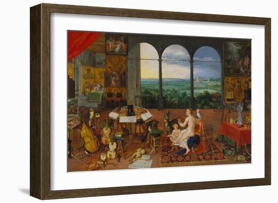 Allegory of Hearing. (Realised with Peter Paul Rubens), 1617-Jan Brueghel the Elder-Framed Giclee Print