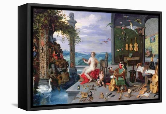 Allegory of Music-Jan Brueghel the Elder-Framed Stretched Canvas