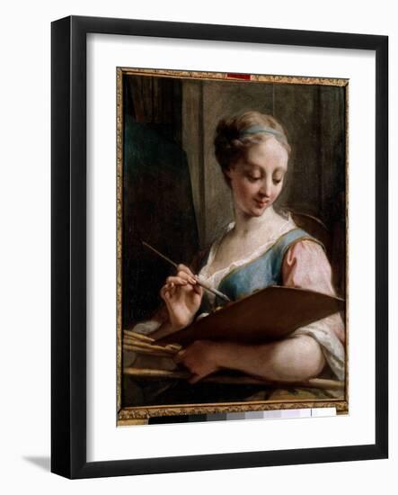 Allegory of Painting A Young Woman Holding A Palette, 18Th Century (Oil on Canvas)-Jean II Restout-Framed Giclee Print