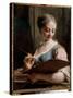 Allegory of Painting A Young Woman Holding A Palette, 18Th Century (Oil on Canvas)-Jean II Restout-Stretched Canvas