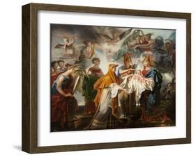 Allegory of the Birth of the King of Rome, Renamed after 1814 Allegory of the Birth of Louis XIV-Charles Meynier-Framed Giclee Print