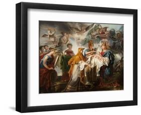 Allegory of the Birth of the King of Rome, Renamed after 1814 Allegory of the Birth of Louis XIV-Charles Meynier-Framed Giclee Print