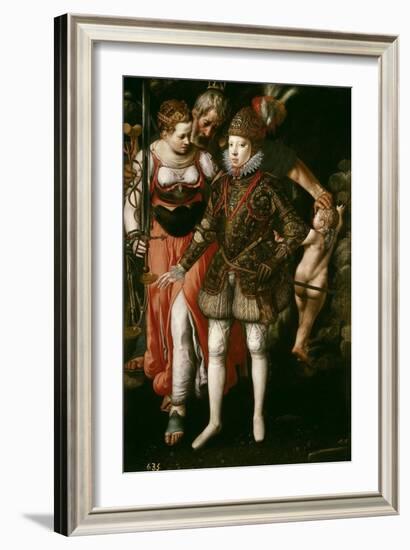 Allegory of the Edcation of Philip III, Ca. 1590-Justus Tiel-Framed Giclee Print