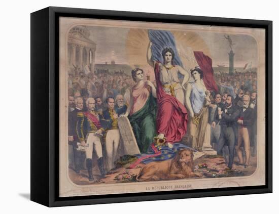 Allegory of the French Republic Depicting Adolphe Thiers, Leon Gambetta and Victor Hugo-null-Framed Stretched Canvas