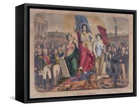 Allegory of the French Republic Depicting Adolphe Thiers, Leon Gambetta and Victor Hugo-null-Framed Stretched Canvas